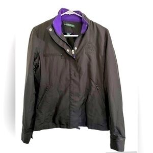 Ralph Lauren Lauren Active Black Purple Jacket Windbreaker Full Zip Lined Size S